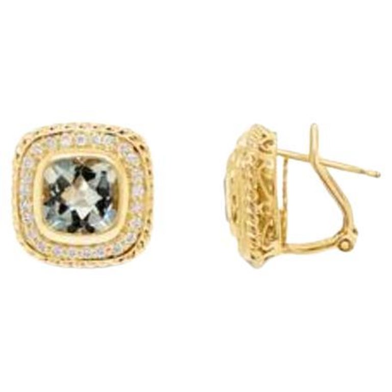 Le Vian Earrings Featuring Mint Julep Quartz Vanilla Diamonds Set in