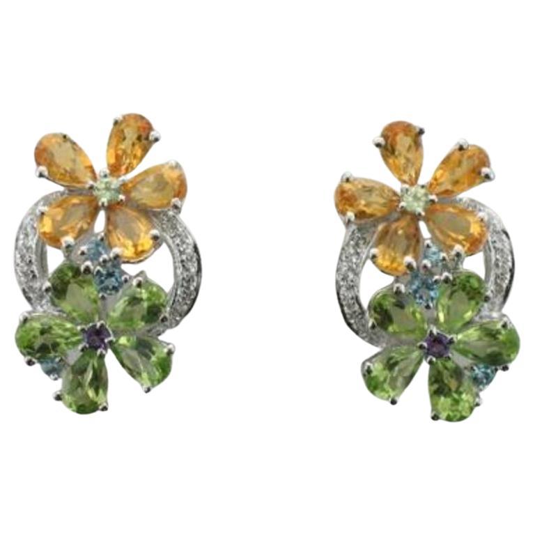 Le Vian Earrings Featuring Multicolor Semiprecious, Green Apple Peridot For Sale