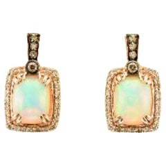 Boucles d'oreilles avec opale napolitaine, diamants couleur chocolat et diamants couleur chair