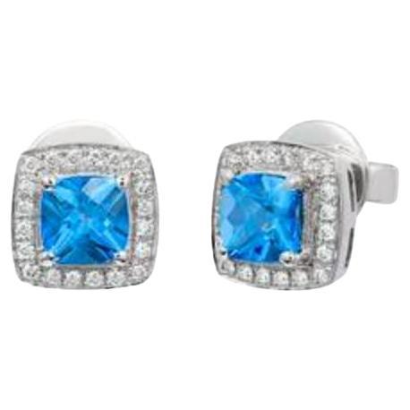 Le Vian Earrings Featuring Ocean Blue Topaz Vanilla Diamonds For Sale