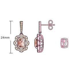 Boucles d'oreilles Le Vian ornées de diamants et d'une Morganite couleur pêche