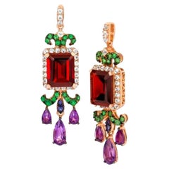 Le Vian Earrings Featuring Pomegranate Garnet, Cotton Candy Amethyst