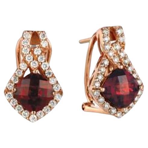 Le Vian Earrings Featuring Pomegranate Garnet Vanilla Diamonds Set in 14K Strawb For Sale
