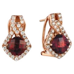Le Vian Earrings Featuring Pomegranate Garnet Vanilla Diamonds Set in 14K Strawb