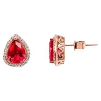 Le Vian Earrings Featuring Raspberry Rubellite Vanilla Diamonds Set in 14K Straw For Sale