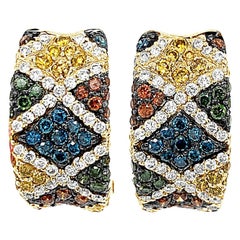 Le Vian Earrings Featuring Red/Yellow/White/Fancy Diamonds, 14 Karat Honey Gold