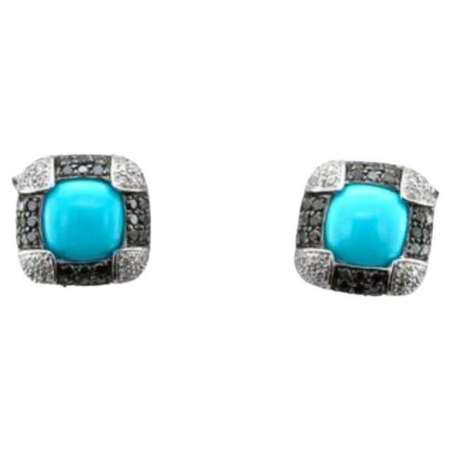 Le Vian Earrings featuring Robins Egg Blue Turquoise Blackberry Diamonds For Sale