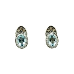 Pendientes Le Vian Diamantes Chocolate Aguamarina Azul Marino