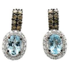 Le Vian Earrings Featuring Sea Blue Aquamarine Chocolate Diamonds