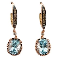 levian aquamarine earrings Le Vian Earrings Featuring Sea Blue Aquamarine Chocolate Diamonds