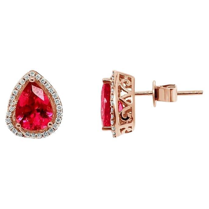 Le Vian Earrings, Raspberry Rubellite Vanilla Diamonds, 14K Strawberry Gold