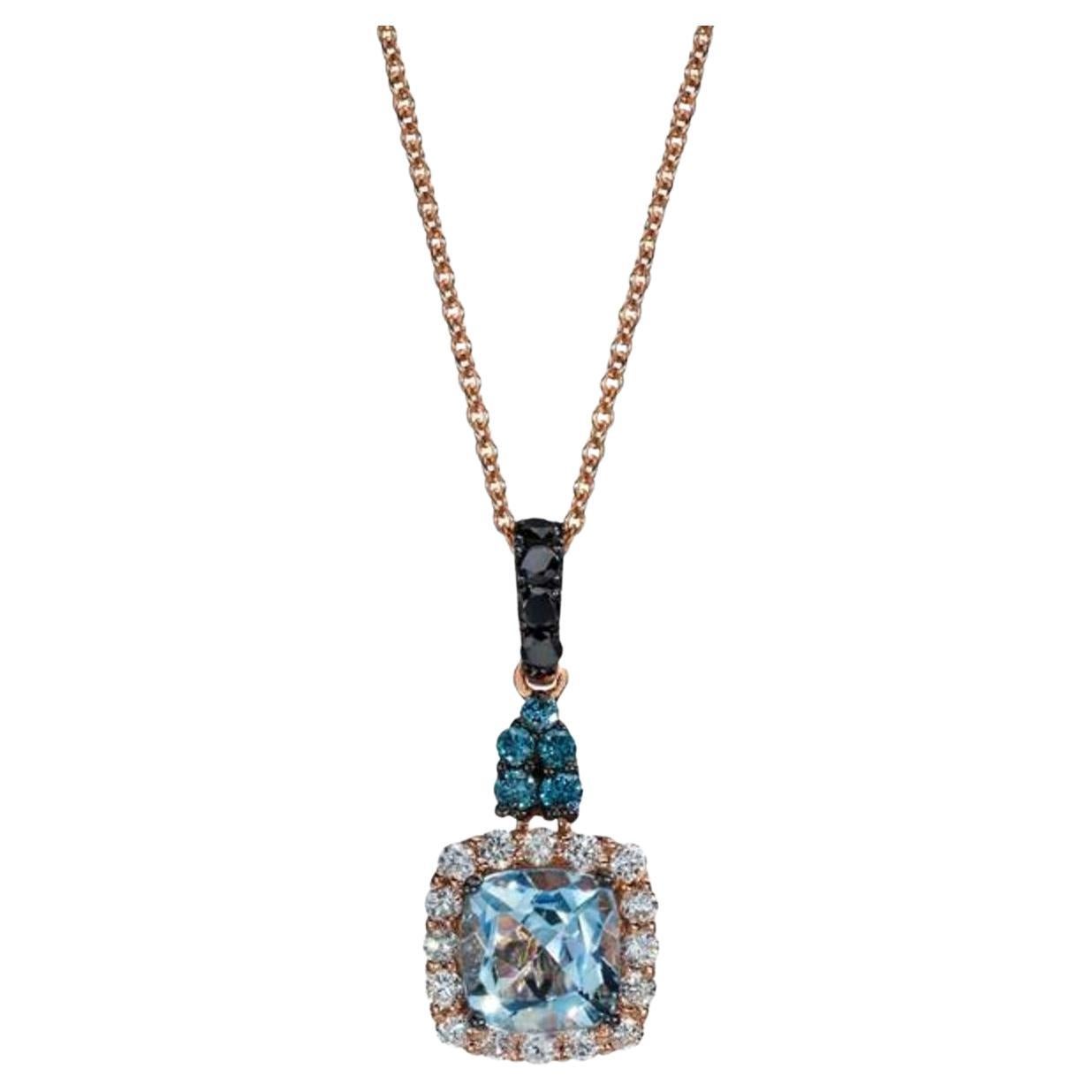 Le Vian Pendentif exotique orn d'aigue-marine bleu marine et de diamants