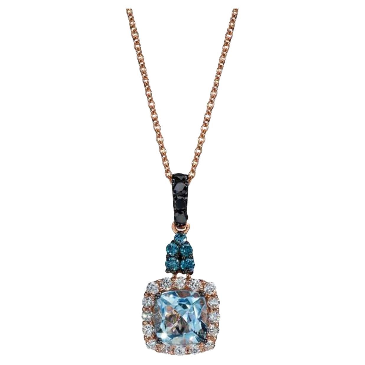 Le Vian Exotics Pendant Featuring Sea Blue Aquamarine Blackberry Diamonds For Sale