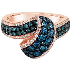 Le Vian Exotics Ring, Blue Diamonds, Vanilla Diamonds, 14 Karat Strawberry Gold