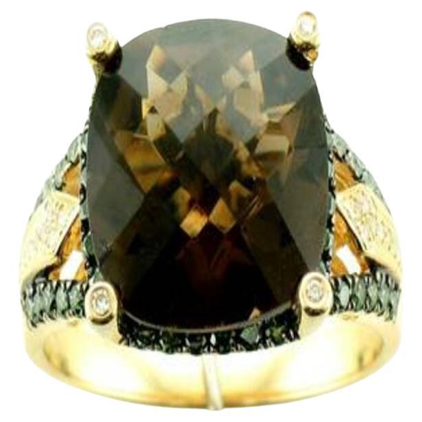 Le Vian Exotics Ring Featuring Chocolate Quartz Kiwiberry Green Diamonds For Sale