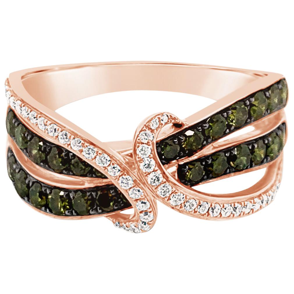 Le Vian Exotics Ring, Green Diamonds, Vanilla Diamonds, 14 Karat Strawberry Gold