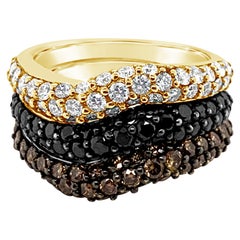 Le Vian Exotics Ring, Vanilla / Black / Chocolate Diamonds, 14 Karat Honey Gold