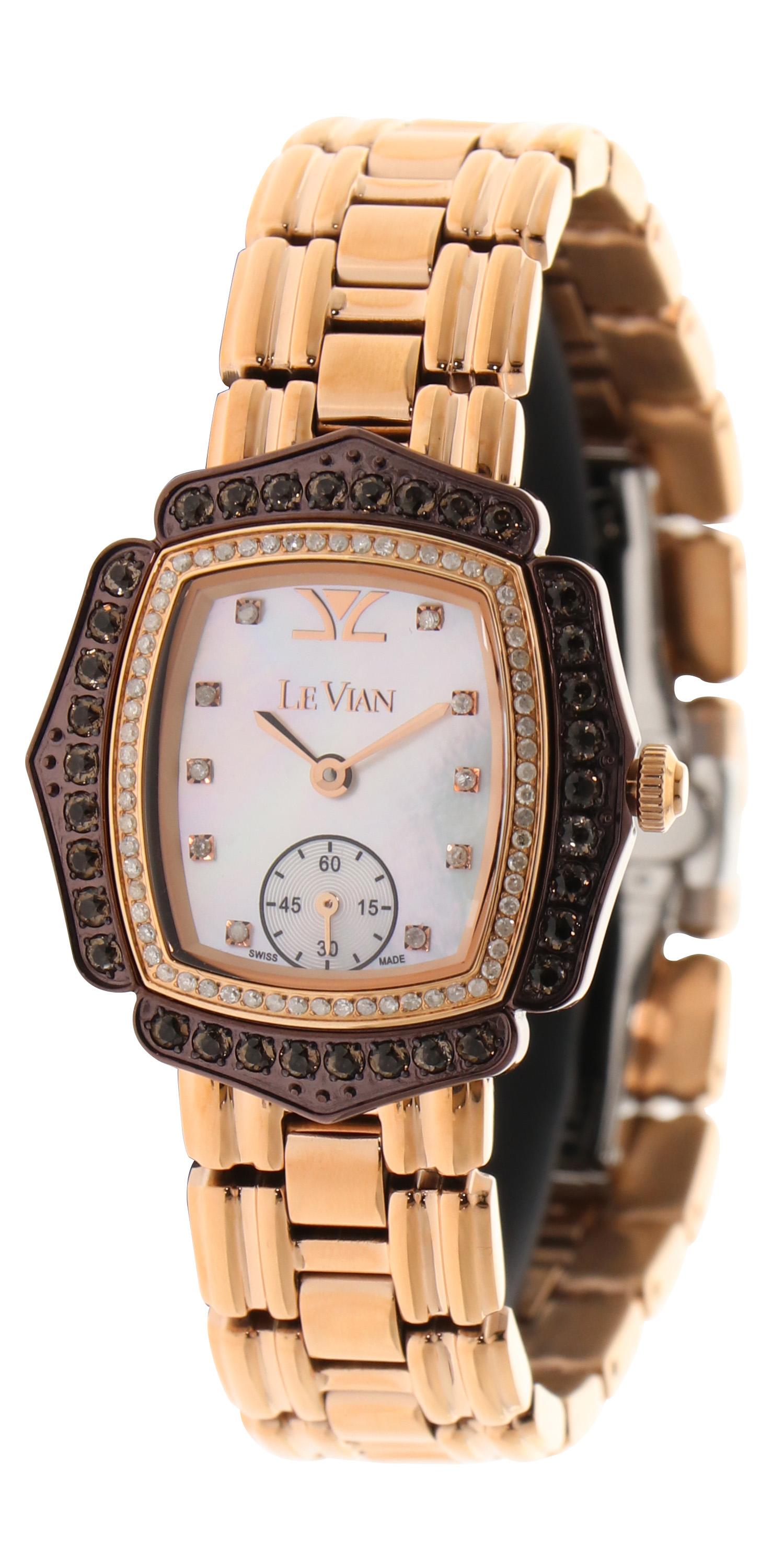 Le Vian 30mm Floral shaped Wristwatch featuring 0.37cts of Vanilla Diamonds in Strawberry Gold Stainless Steel.
