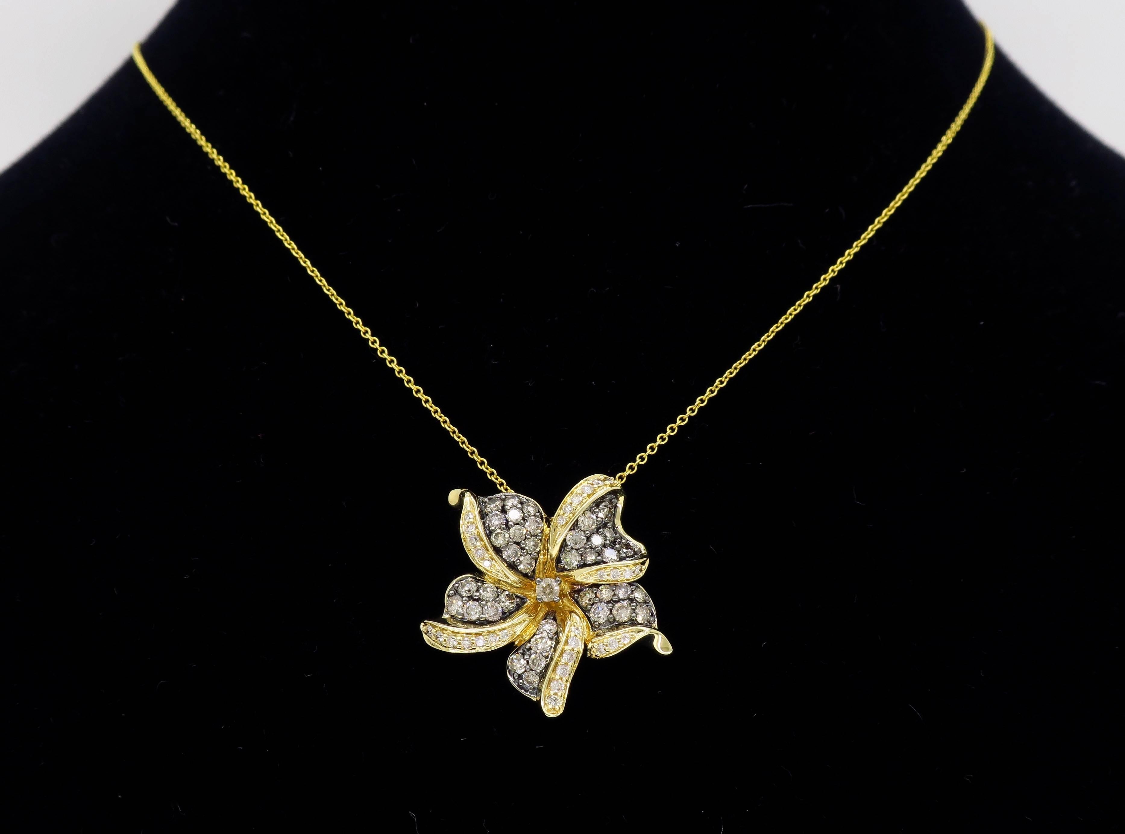 Women's or Men's Le Vian Flower Diamond Necklace For Sale