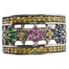 Le Vian Flower Wide Ring. 14k White gold Levian Le Vian Rubies Sapphires Emerald