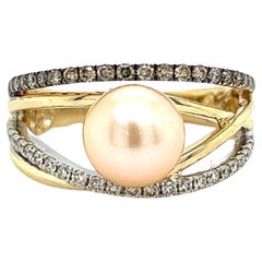 Le Vian Fresh Water Pearl and Diamond Ring in 14k Yellow Gold