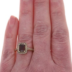 Le Vian Garnet Diamond Halo Ring - Yellow Gold 14k Emerald Cut 2.32ctw
