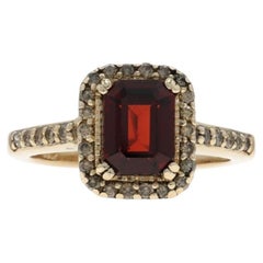 Le Vian Garnet Diamond Halo Ring - Yellow Gold 14k Emerald Cut 2.32ctw