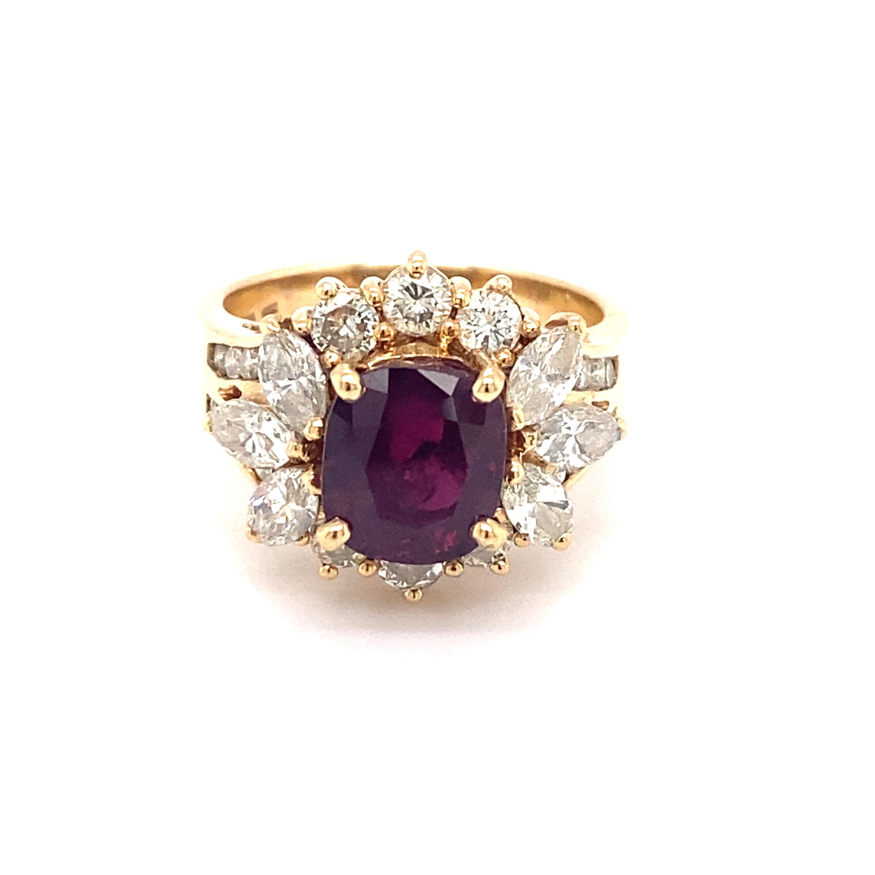 Cushion Cut Le Vian GIA Ruby and Diamond Cocktail Ring in 18 Karat Gold For Sale