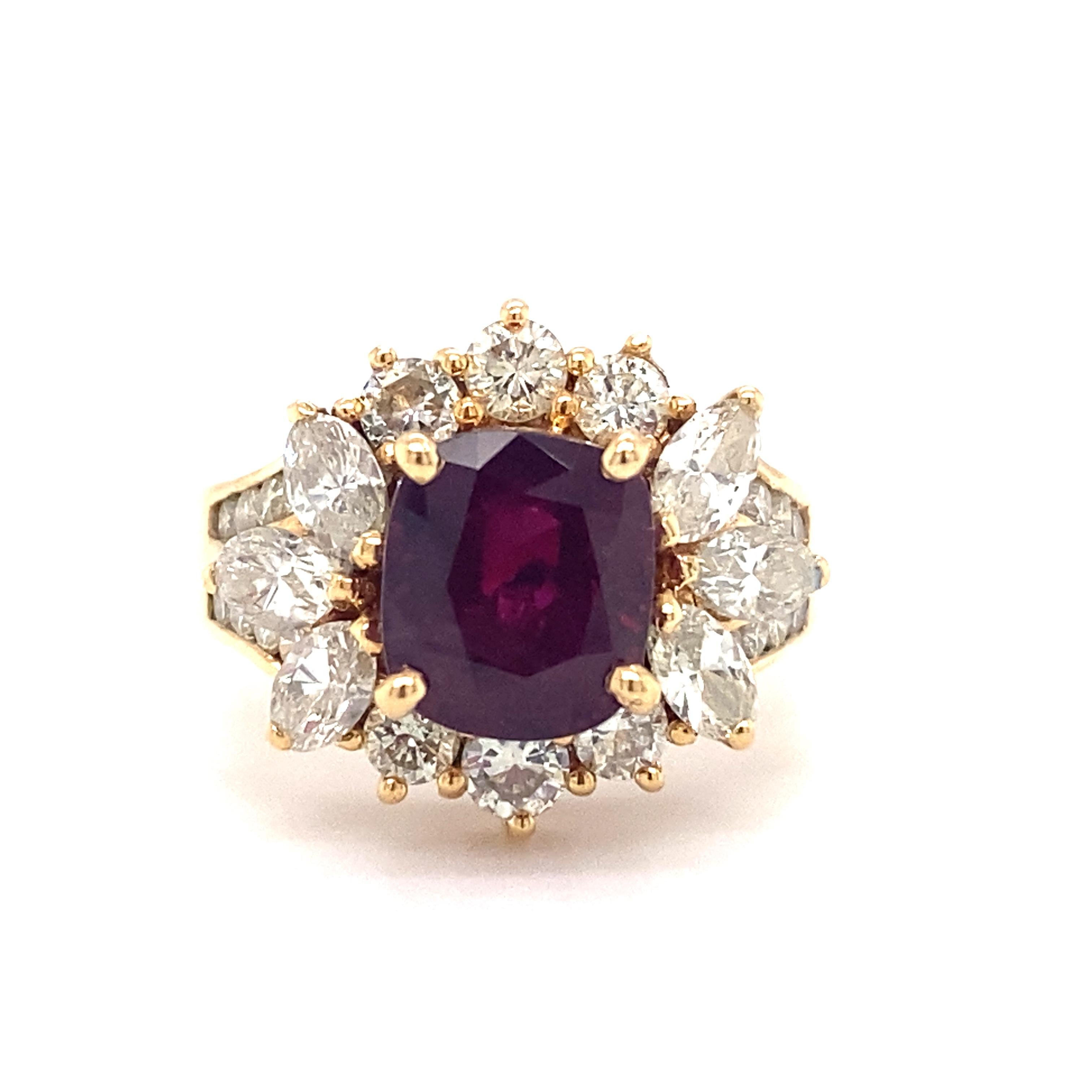 Le Vian GIA Ruby and Diamond Cocktail Ring in 18 Karat Gold In Good Condition For Sale In Atlanta, GA