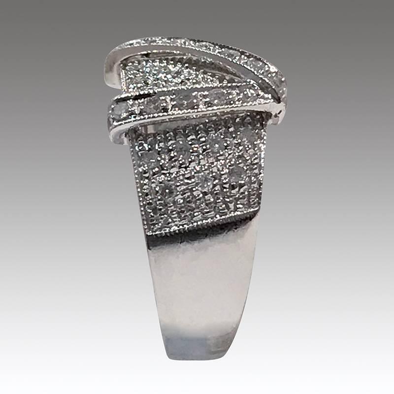 Round Cut Le Vian White Gold Diamond Pavé Ring, 0.65 Carat