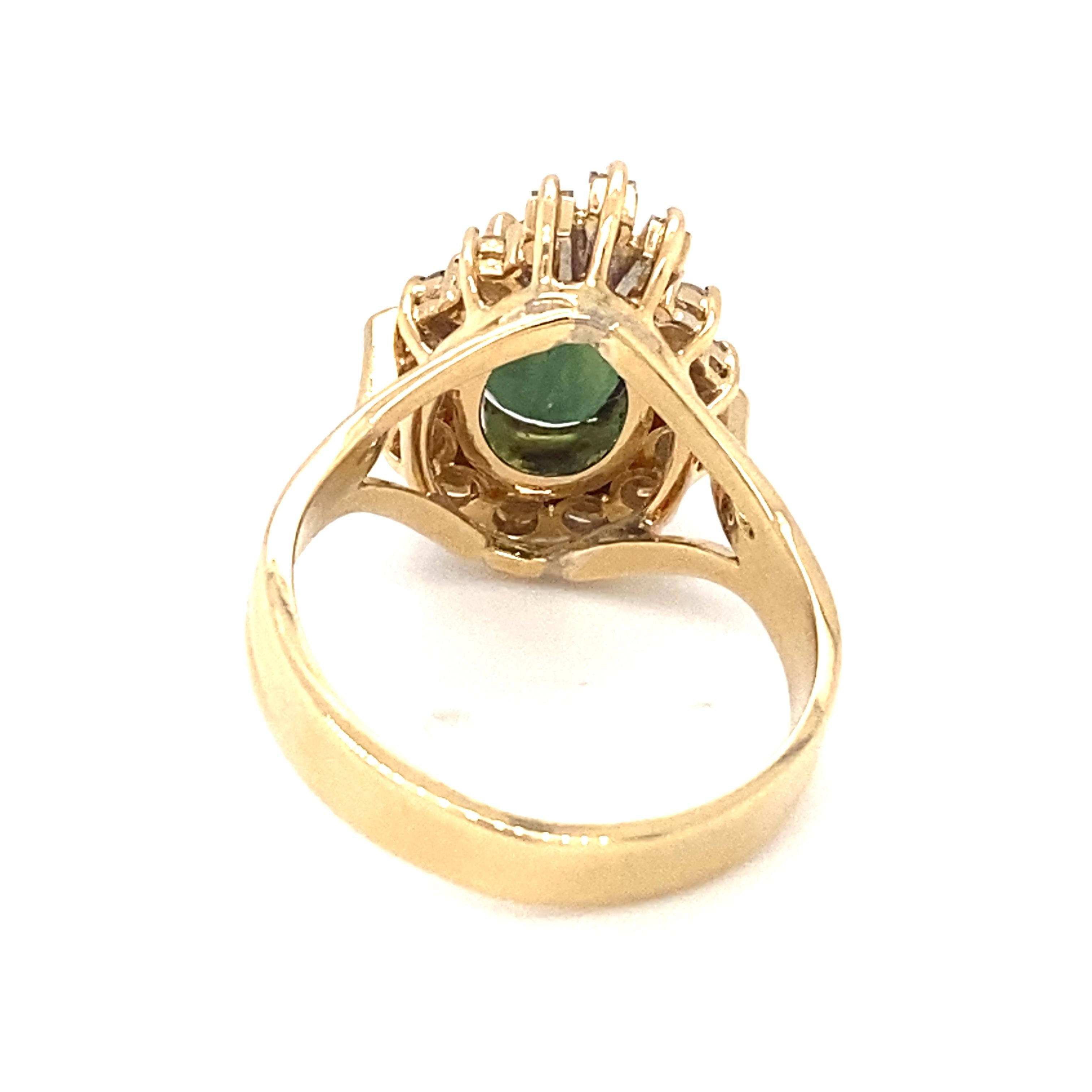 Oval Cut Le Vian Green Sapphire and Diamond Engagement Ring in 18 Karat Yellow Gold For Sale