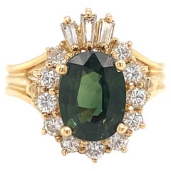 Le Vian Green Sapphire and Diamond Engagement Ring in 18 Karat Yellow Gold