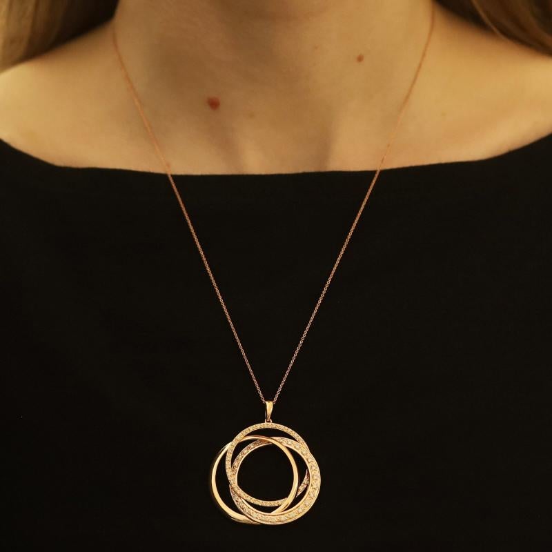 Le Vian Collana Eternity con anelli intrecciati di diamanti in oro rosa 14k 1.00ctw Adj In condizioni ottime in vendita a Greensboro, NC