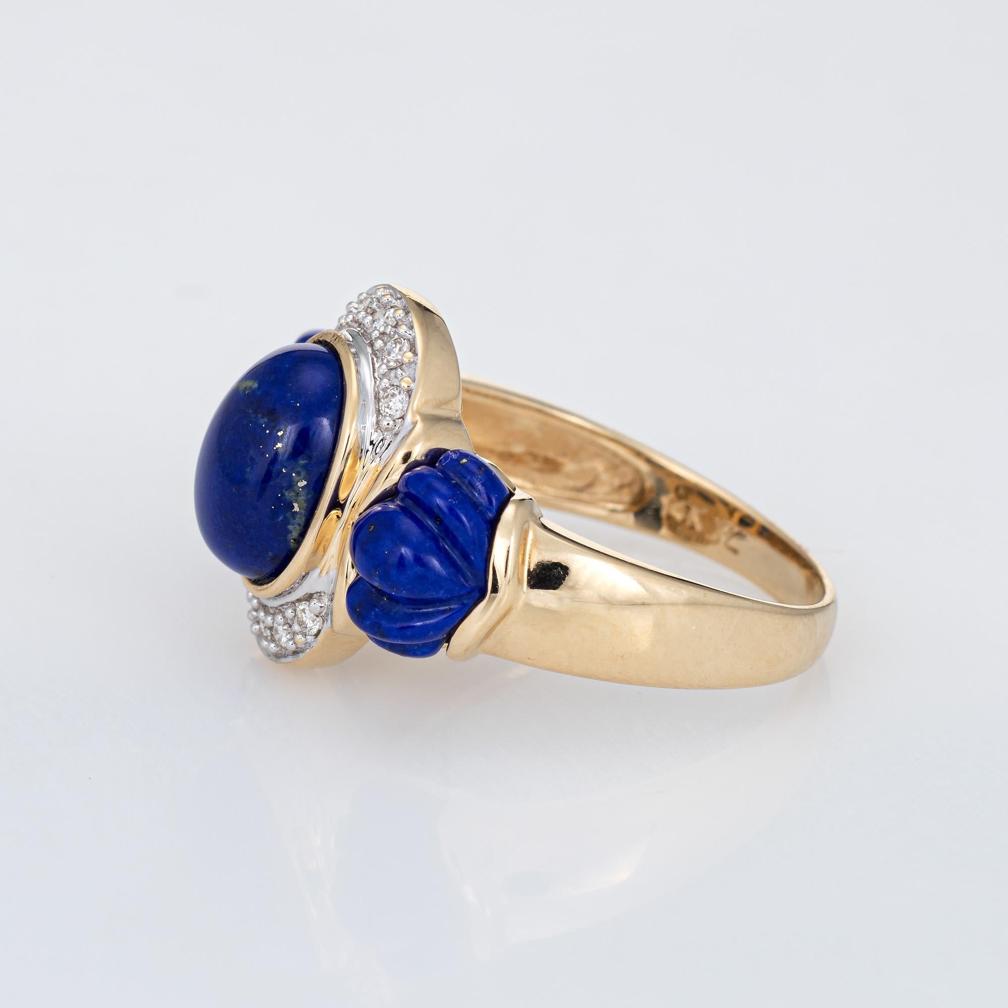 Modern Le Vian Lapis Lazuli Diamond Ring Estate 14k Yellow Gold Fine Jewelry
