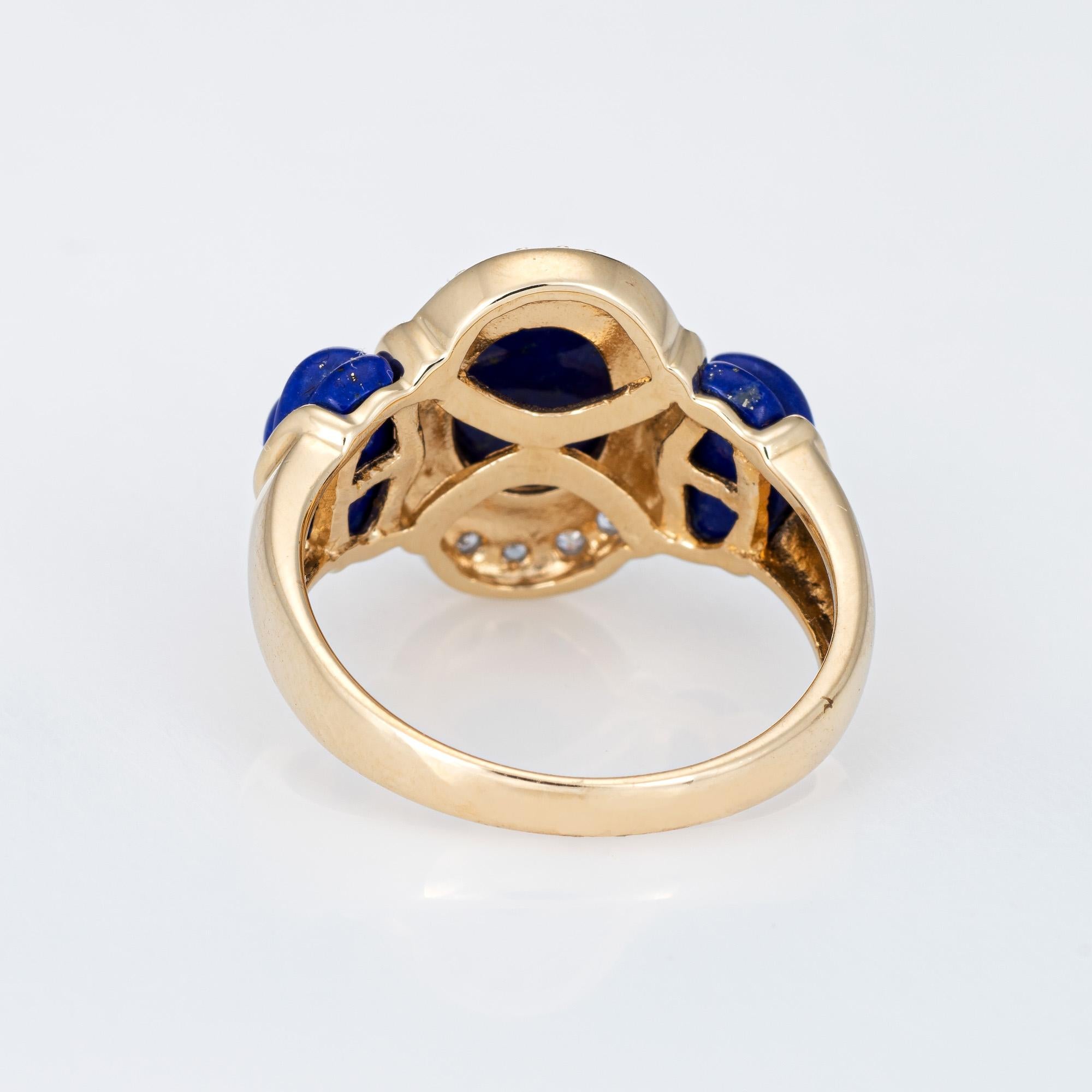 Cabochon Le Vian Lapis Lazuli Diamond Ring Estate 14k Yellow Gold Fine Jewelry