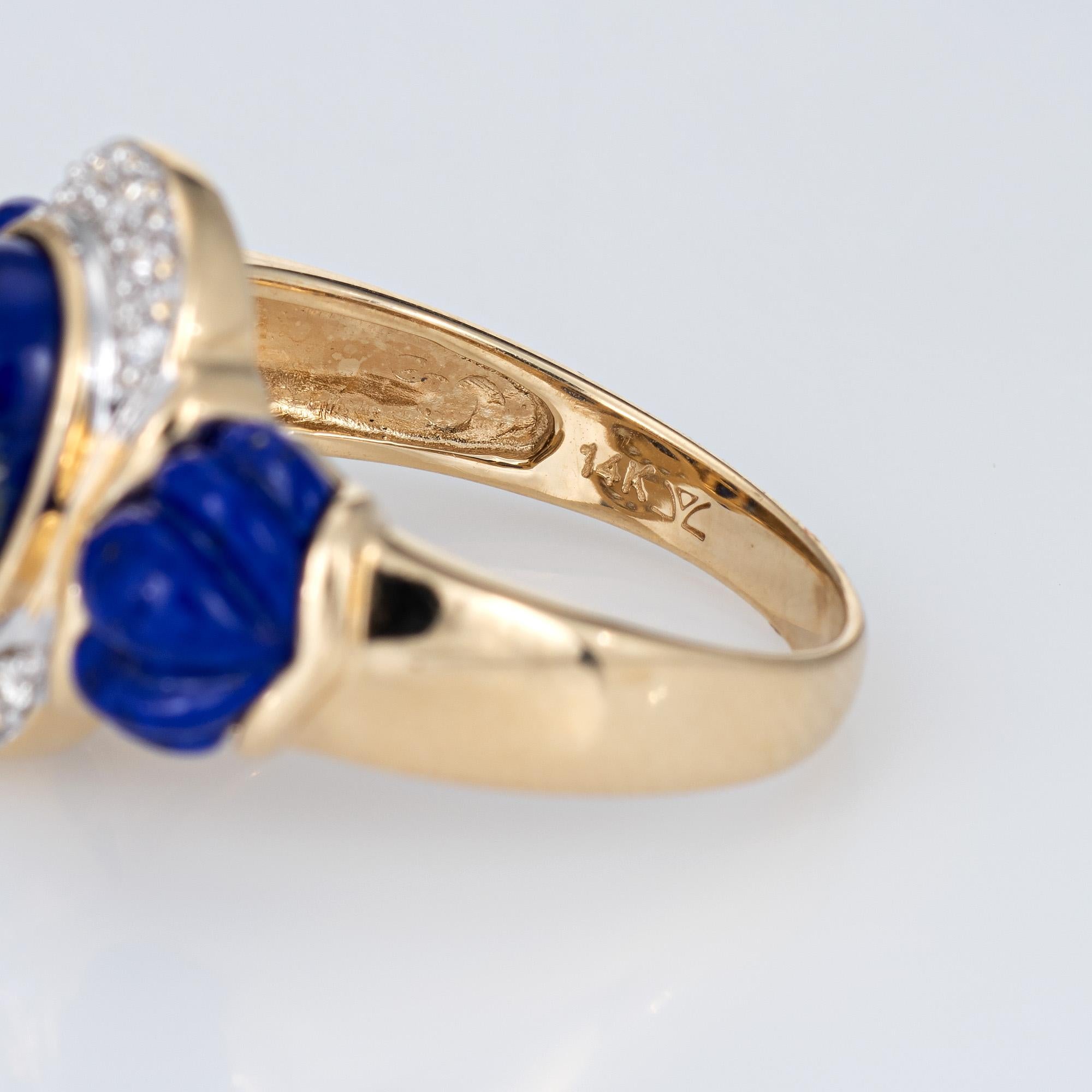 Women's Le Vian Lapis Lazuli Diamond Ring Estate 14k Yellow Gold Fine Jewelry