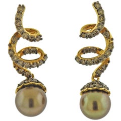 Le Vian LeVian Gold Chocolate Pearl Diamond Drop Earrings