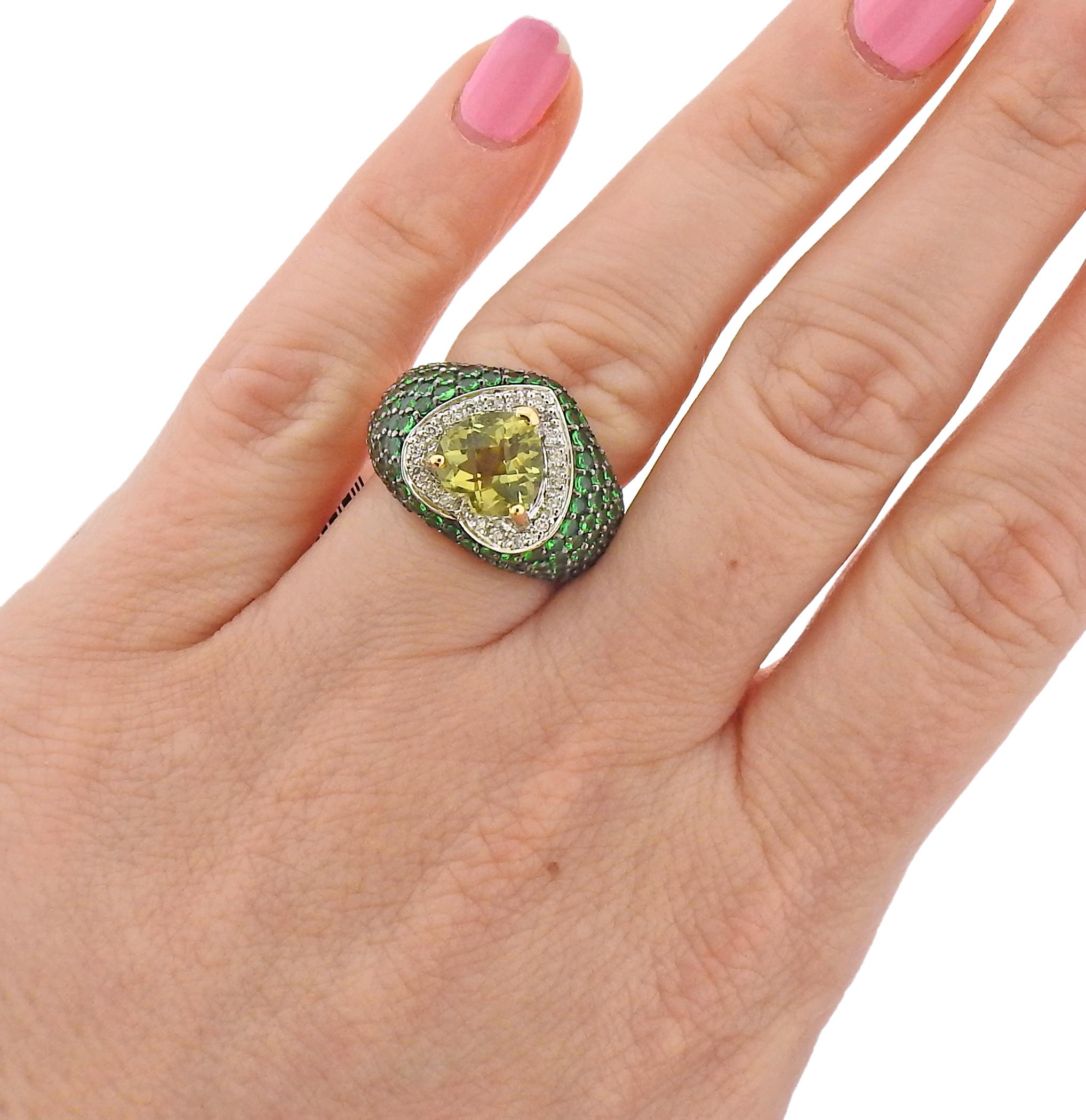 Heart Cut Le Vian LeVian Gold Diamond Lemon Quartz Tsavorite Ring