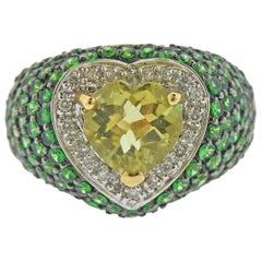 Le Vian LeVian Gold Diamond Lemon Quartz Tsavorite Ring