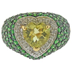 Le Vian LeVian Gold Diamond Lemon Quartz Tsavorite Ring