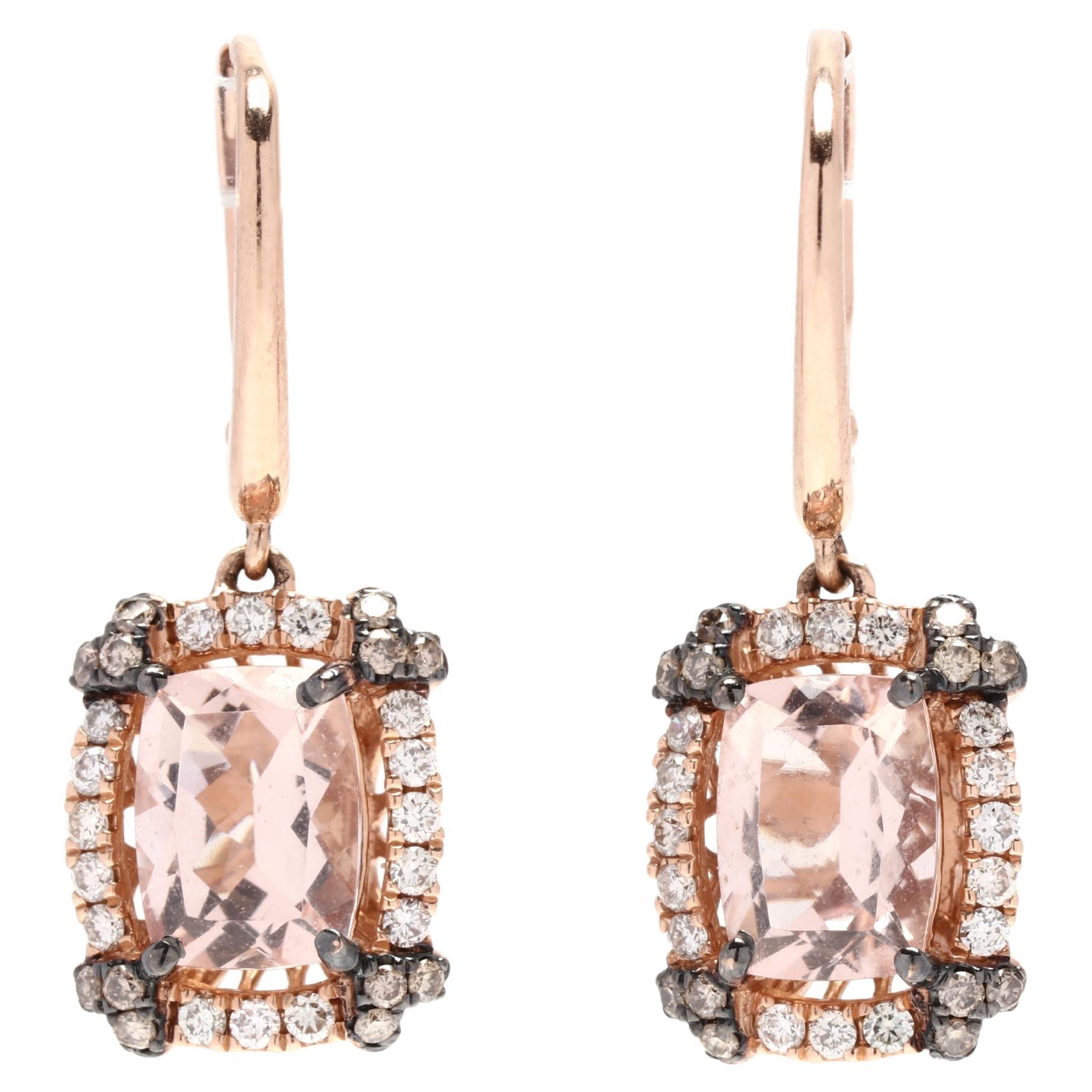 Le Vian Moragnite Diamond Dangle Earrings, 14K Rose Gold, Pink Stone Earrings