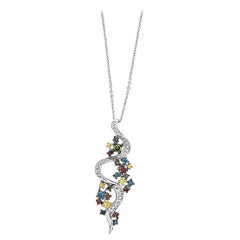 Le Vian Multi-Color Diamond Pendant Set in 14 Karat White Gold
