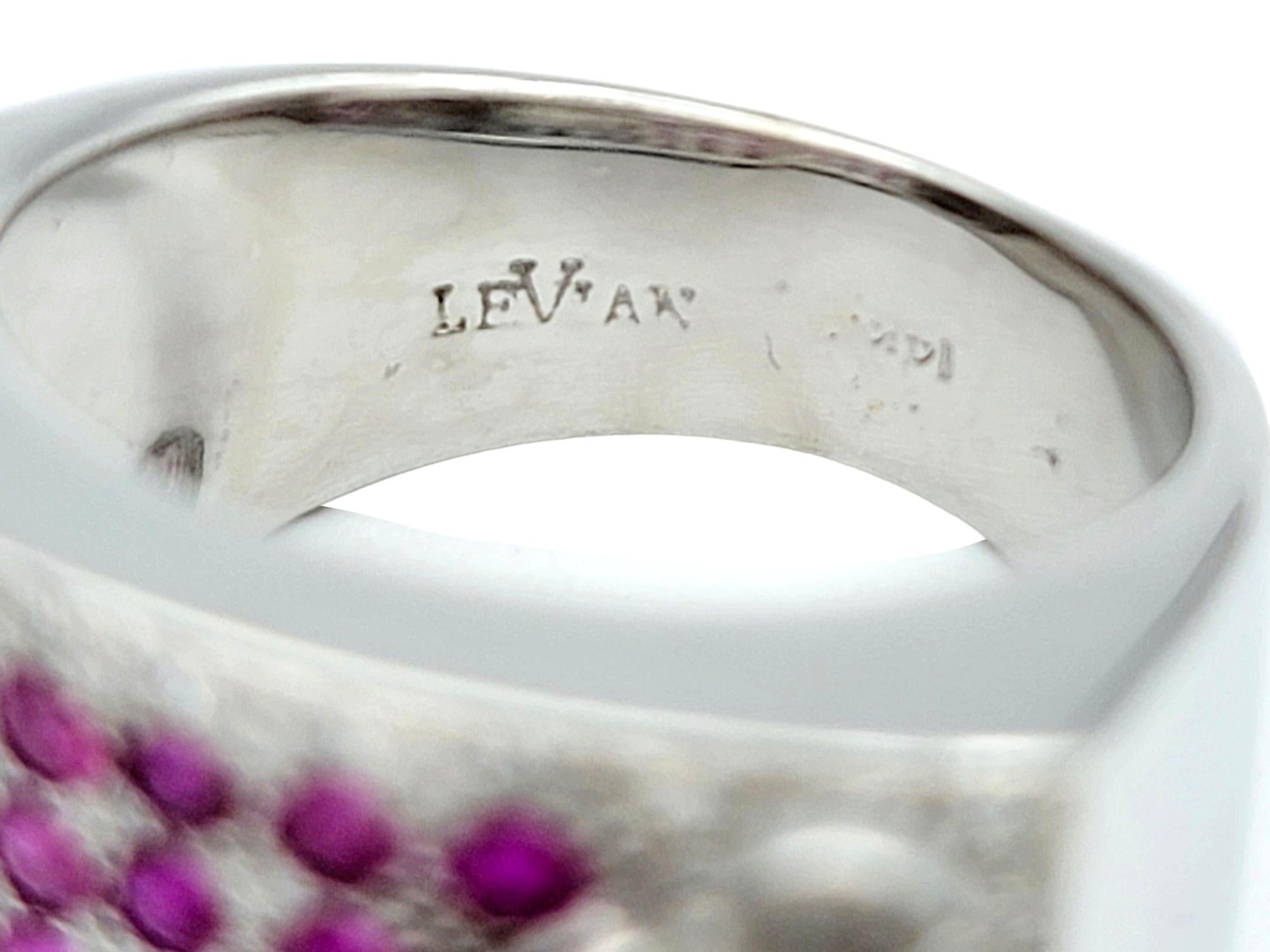 Anello a fascia larga con rubini e diamanti a più file di Le Vian con fiori in oro 14 carati in vendita 2