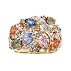 Le Vian Designed Multicolored Oval Sapphire diamond accent in 14k Yellow Gold