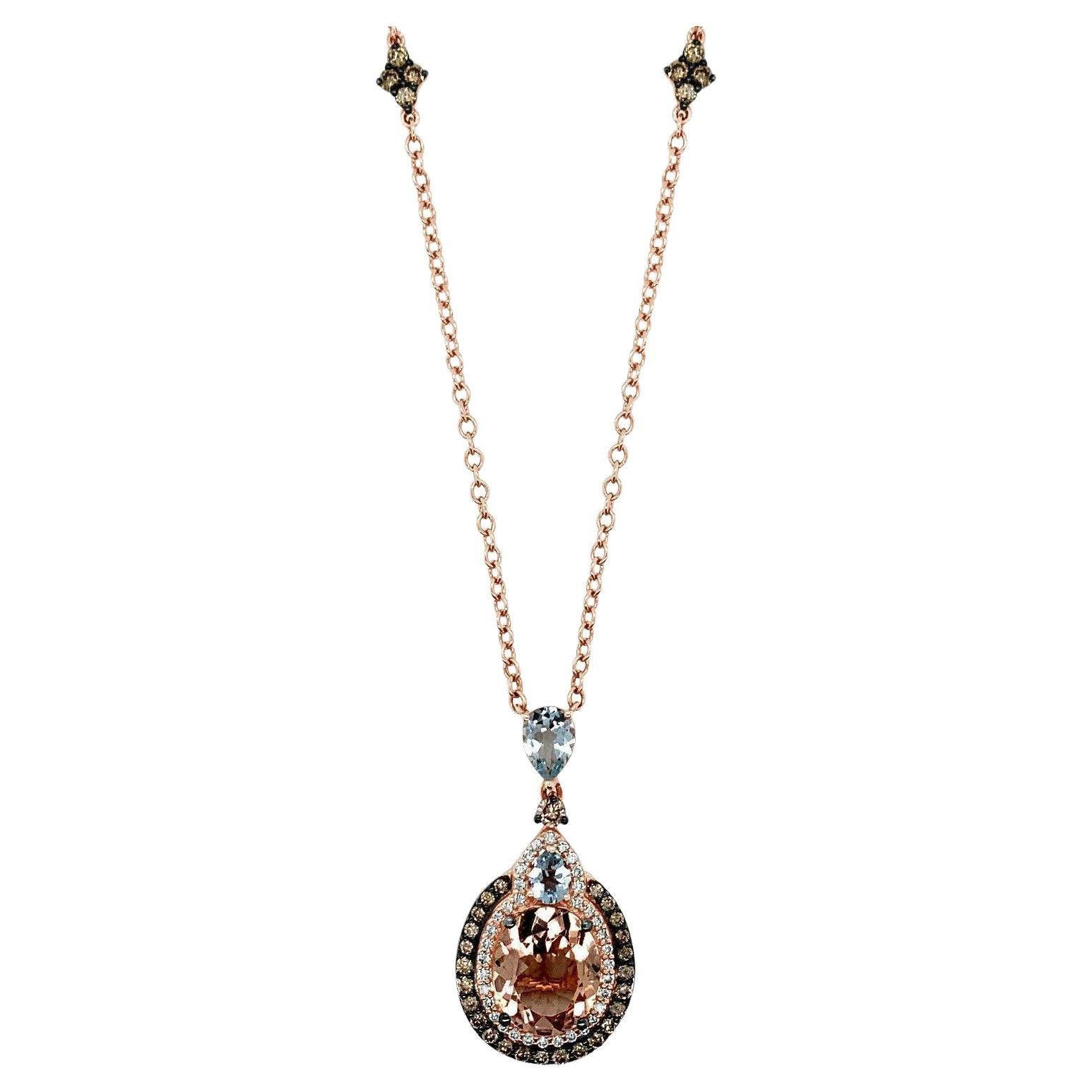 Halskette von Le Vian Morganit, Aquamarin, Weiß/Chocolat Diamanten 14K Roségold