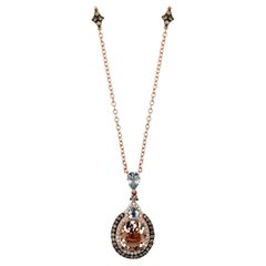 Le Vian Necklace Morganite, Aquamarine, White/Chocolate Diamonds 14K Rose Gold