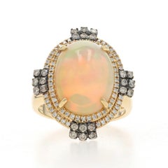 Le Vian Neopolitan Opal Diamond Double Halo Ring YellowGold 18k Oval Cab 7.30ctw