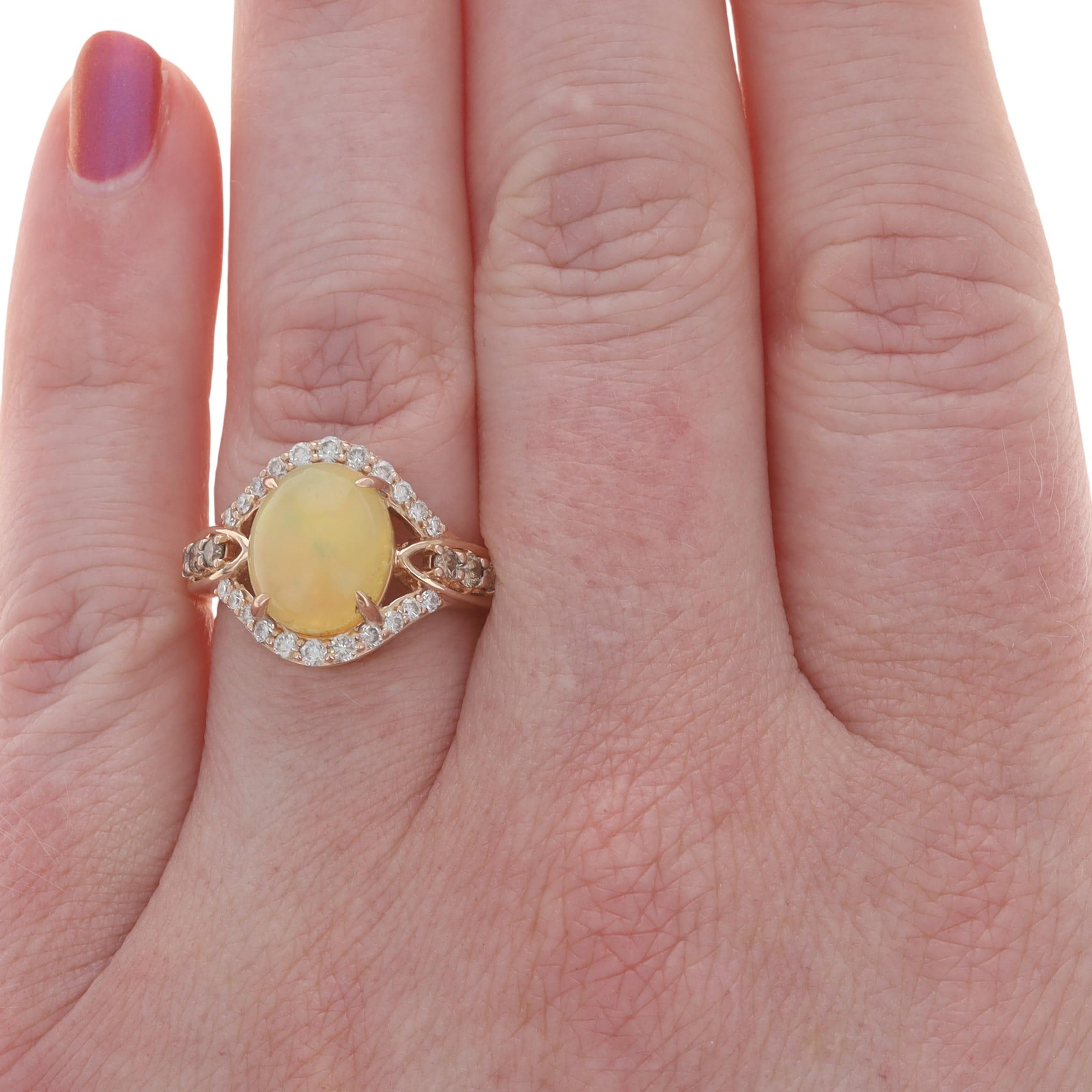 Oval Cut Le Vian Neopolitan Opal Diamond Ring - Rose Gold 14k Oval Cabochon 3.70ctw For Sale