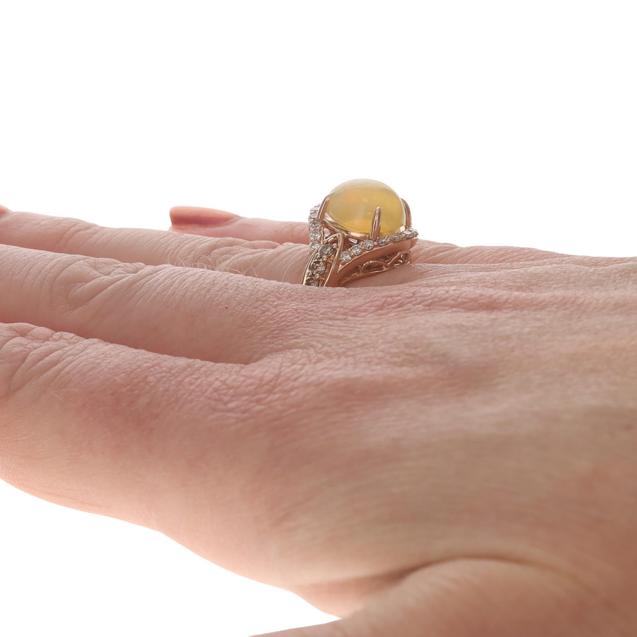 Women's Le Vian Neopolitan Opal Diamond Ring - Rose Gold 14k Oval Cabochon 3.70ctw For Sale