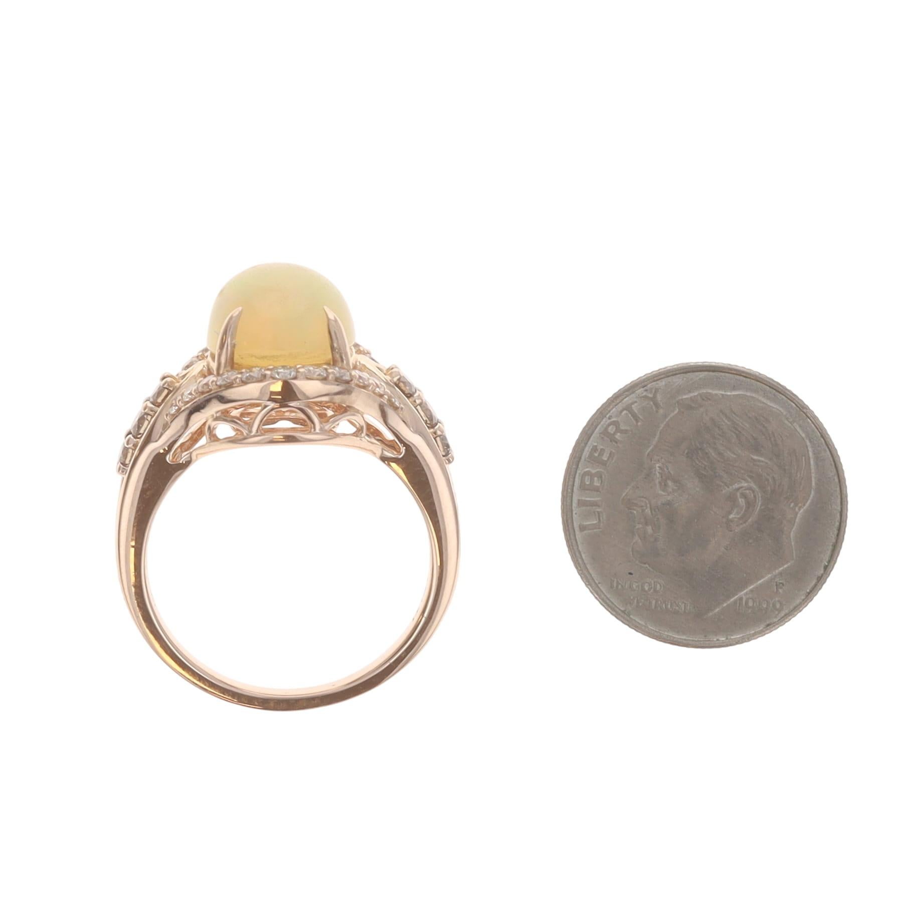 Le Vian Neopolitan Opal Diamond Ring - Rose Gold 14k Oval Cabochon 3.70ctw For Sale 1